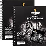 Castle Art Supplies Premium-Skizzenbücher 9in x 12in | Skizzenblock-Doppelpack | 200 Blätter Qualitätspapier 90 gsm | Für erfahrene und neue Künstler | Flexible Spiralbindungen | Ideal für Schulen