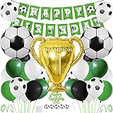 BOYATONG Luftballons Fußball Deko, Geburtstag Fußball Kindergeburtstag Party mit Happy Birthday Banner und Tortendeko Fussball