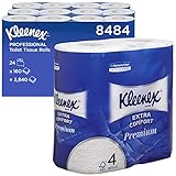 Kleenex Extra Komfort Toilettenpapier, Premium Großpackung, 4-lagig, 24 Rollen x 160 Blätter, Weiß, 8484110