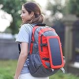 Solarrucksack Geschäftsreiserucksäcke mit USB-Ladeanschluss, 40 L Solarrucksack mit Großer Kapazität, Geeignet für Radfahren, Wandern, Camping usw. (Rot)