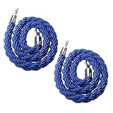 Blauer, gedrehter Warteschlangenseilteiler, Massenkontrolle, Stützpfeiler, Warteschlangenpfosten, Absperrseil for Hotel/Bank/Krankenhaus/Spielplatz/andere öffentliche Bereiche, 2 Stück/350 cm/11,5 Fuß