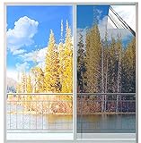 MUHOO Fensterlfolie Sonnenschutz 90x400cm, Spiegelfolie Fenster Sichtschutz, 99% UV Schutzfolie Fenster & Sonnenschutzfolie - Silber