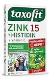 taxofit® Zink 15 + Histidin Depot Tabletten | Für Abwehrkräfte und das Immunsystem | 40 Tabletten