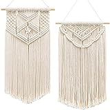 Mkouo 2 Pcs Makramee-Wandbehang Art Woven Wand Dekoration Boho Chic Home Decoration for Apartment Bedroom Living Room Gallery, 55.8cm(L) x 33cm(W) and 61cm(L) x 33cm(W)