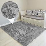 Amazinggirl Hochflor Teppich wohnzimmerteppich Langflor 160 x 230 cm - Teppiche für Wohnzimmer flauschig Shaggy Schlafzimmer Bettvorleger Outdoor Carpet Grau