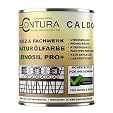 Contura Bio Wetterschutzfarbe Naturöl Fachwerk Haus Ölfarbe Öko Leinölfarbe Holz Farbe (Grau, 1 Liter)