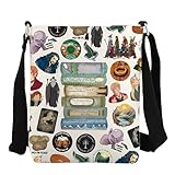 FEELMEM LOTR Book Stack Crossbody Taschen Tolkien Buch Geschenke Tasche Bookish Collection Hobbit Tolkien Ringe Roman Liebhaber Geschenk, beige, Einheitsgröß