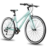 Hiland 700c Trekking Bike Cityrad Damenrad Shimano 7 Gang Tiefem Durchstieg Hybrid Fahrrad Pendlerfahrrad für Frauen