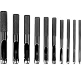 10 Stücke Runde Stahl Hohl Punch Set 1 mm bis 10 mm Leder Handwerk Hohl Locher Werkzeuge für Leder, Uhrenarmband, Dichtung Gürtel, Schuh, Stoff, Leinwand Kleidung, Öse