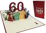LIN-POP UP Grußkarten zum 60. Geburtag, Geburtstagskarten Glückwunschkarten Grußkarten Geburtstag