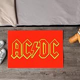 ACDC Yellow Outline Red Logo Area Rug – 24X36 Centimeters Steifes, flaches Design – Teppiche für Wohnzimmer, Schlafzimmer, Bodenteppich, Heimdekoration, Büro Rock M