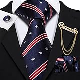 FXJ Krawatte für Herren, Brosche, Krawatte, Jacquard, aus Seide, mit roten Streifen, Krawattentuch, Krawatte, für Hochzeitsfeiern (Farbe: A, Größe: One Size)