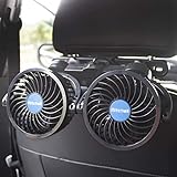 Elektroauto-Ventilatoren für den Rücksitz Passagier Tragbarer Autositz-Ventilator Kopfstütze 360 Grad drehbarer Rücksitz-Auto-Ventilator 12-V-Kühlluftventilator mit stufenloser