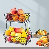 RibasuBB Obstkorb 2 Stöckig Obstschale, Obst Etagere Obst Schüssel Brotkorb Gemüse Holz Halter aufbewahrung Badregal Badablage für Obst, Kuchen, Süßigkeiten