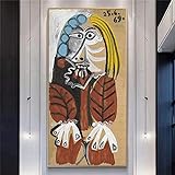 Pablo Picaso berühmte Kunst Gemälde Druck auf Leinwand Kunstposter und Drucke Abstrakte klassische Frau Wandkunst Bilder Wohnkultur 60 x 120 cm (24 x 47 Zoll) Innenrahmen