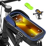 Handyhalterung Fahrrad Wasserdicht Fahrradtasche Rahmen Vorbau Tasche Rahmentasche Handy Halterung Oberrohrtasche Outdoor Handyhalter Handytasche mit Regenhaube für unter 7 Zoll Smartphone GPS