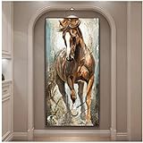 WOLIUER Kein Rahmen 60X90cm Leinwanddrucke Tierkunst Laufende Pferde Bilder Pferd Ölgemälde Wohnzimmer und Schlafzimmer Dekor