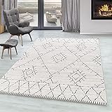 SIMPEX Wohnzimmer Teppich FES Kurzflor Teppich Berber Stil Muster Creme, Farbe:Creme, Grösse:120x170 cm