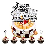 CHENYU Pack of 36 Cake Toppers, Happy Birthday Cake Decoration, Football Cake Decoration, Football Cake Decoration, Children's Happy Birthday Cake Topper, Birthday Party