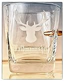 KolbergGlas Jäger Geschenk Glas mit realem Geschoß Cal.308 und Gravur -Waidmannsheil