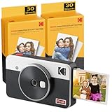 Kodak Mini Shot 2 Retro, Tragbare Sofortbildkamera und Fotodrucker, iOS und Android, Bluetooth, 4Pass-Technologie (54 x 86 mm) – Weiß – 68 Blatt