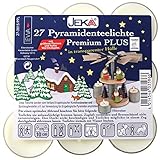 JEKA - Ebersbacher Kerzen 27er Set Premium-Teelichte mit Transparenter Tülle für Pyramiden Blockpack 4 x 4 x 13 cm