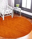 Carpeto Rugs Teppich Rund Modern Einfarbig Muster - Flauschige Flachflor Teppiche für Wohnzimmer, Schlafzimmer, Kinderzimmer - Kurzflor in Versch. Größen Pastell - Orange 160 x 160 cm