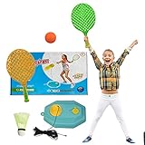 Tennistrainer Rebound – tragbare Tennisausrüstung für das Selbsttraining beinhaltet 1 Saiten-Tennisbälle, 2 Tennisschläger, Tennis, Tischtennis, Badminton, Werke für Erwachsene, Kinder, Anfänger