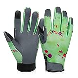 EUYIMOMO gartenhandschuhe,Gartenhandschuhe aus Leder, tragbare Touchscreen-Gartenhandschuhe aus Leder-Grün M