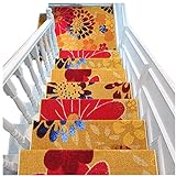 CNNLove 7Er Set Stufenmatten Treppenteppich Selbstklebend Sicherheit Stufenteppich Für Kinder, Älteste Und Haustiere,80X24+3CM