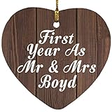 First Year As Mr & Mrs Boyd - Heart Ornament D Holz Ornament Dekoration Weihnachtsbaumschmuck - Geschenk zum Geburtstag Jahrestag Weihnachten Valentinstag