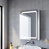SONNI Spiegelschrank Bad Badezimmer Spiegelschrank mit Beleuchtung 50 × 70cm beschlagfrei Badezimmerschrank mit Spiegel mit Touch und Steckdose Spiegelschränke fürs Bad Aluminium