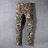 CCLYQ American Streetwear Mode Männer Jeans Camouflage Militär Große Tasche Denim Fracht Hosen Slim Fit Hip Hop Ripped Punk Hose EIN 33