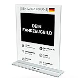 MusicPrinted Auto Quartett Bild Geschenk für Auto- und Motorradliebhaber - Personalisiertes Auto Geschenk Acrylglas für Männer Lieblingsauto mit eigenem Bild und Text Autofan 20x25
