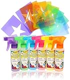 com-four® 6X Sprühkreide in bunten Farben mit Schablonen - Kreidemarker zum Malen und Beschriften - Straßenkreide für Kinder - abwaschbar