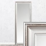 LEBENSwohnART Wandspiegel COPIA 160x60cm Silber-Antik Spiegel Barock Holzrahmen Facette