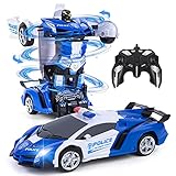 Vubkkty Auto Roboter Spielzeug für Kinder, 2.4GHz Fernbedienung Zwei-in-Eins Transformator RC Auto, 1:18 Scale Transforming Spielzeuggeschenk für Kinder ab 6 7 8 9 10 Jahre