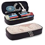 Lawenp Multifunktionspaket Texture with Constellations and Signs of Zodiac Leather Pencil Case with Zipper,Microfiber PU Leather Stationery Art Supplies College Office Pencil Holder Pen Case Pouch U
