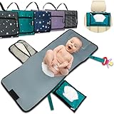 BUBENHERZ Windeltasche Für Baby & Kleinkind mit XL Wickelunterlage für unterwegs - Anti-Rutsch-Feuchttuchfach für jede Größe - Kleine Wickeltasche Organizer GREENFEET