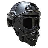 Taktischer Paintball Fast Helm mit Airsoft Vollgesichts Taktik Maske Schutzbrille Dual Mode Tragedesign für Outdoor Cosplay CS Militär Jagd Ausrüstung