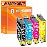Gorilla-Ink 8 Tinten-Patronen XXL kompatibel mit Epson GI1291-GI1294 Workforce WF 3010 DW WF 3520 WF 3520 DWF WF 3530 WF