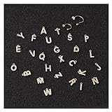 HMYDZ 1PC CZ 26 Buchstaben-Anhänger Edelstahl-Band-Piercing Ohrringe for Frauen Gold-Ohr-Knochen-C-Form Initial Cartilage Tiny (Color : L, Size : 6mmsilver)