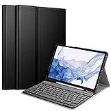 Fintie Tastatur Hülle für Samsung Galaxy Tab S8 11 Zoll 2022 /S7 11 Zoll 2020 Tablet, Keyboard Cover mit Magnetisch Abnehmbarer Deutscher Bluetooth Tastatur, Schwarz