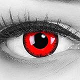 Farbige Kontaktlinsen Jahreslinsen Meralens 1 Paar rote schwarze Crazy Fun red lunatic .Topqualität zu Fasching Karneval Fastnacht Halloween mit Kontaktlinsenbehälter ohne Stärke