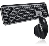 Logitech, MX Master 3 für Mac, fortschrittliche kabellose Maus, ultraschnelles Scrollen - Grau + Keys - fortschrittliche kabellose Tastatur mit Tastenbeleuchtung für Mac - Grau