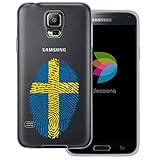 dessana Schweden transparente Schutzhülle Handy Case Cover Tasche für Samsung Galaxy S5/Neo Schweden Fingerabdruck