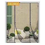 Yotache Fliegengitter Tür Magnet, Insektenschutz Doppeltür Fliegengitters 158x206cm Ideal für Schiebetür Balkontür Ohne Bohren, Kürzbar, Schw