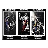 Yasswete Fußball-Superstar Lionel Messi-Poster 'Be Strong Be Brave Be Humble', legendäres motivierendes Poster für Wohnzimmer, Fitnessstudio, Fußball-Fans, Geschenk, 30,5 x 45,7 cm, ungerahmt