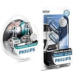 Philips X-tremeVision +130% 12342XV+S2 Scheinwerferlampe, H4, 2er-Set + Philips WhiteVision Xenon-Effekt W5W Scheinwerferlampe 12961NBVB2, Doppelblister, 12V, 5W