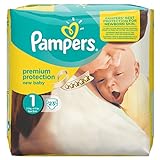 Pampers Windeln New Baby, Gr. 1 Newborn 2-5 kg Tragepack, 4er Pack (4 x 23 Stück)